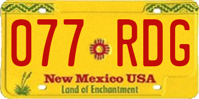 NM license plate 077RDG