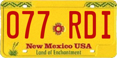 NM license plate 077RDI