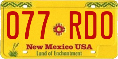 NM license plate 077RDO