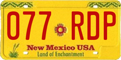NM license plate 077RDP