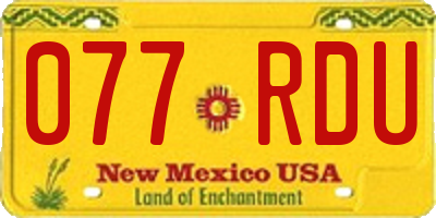 NM license plate 077RDU