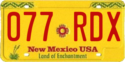 NM license plate 077RDX