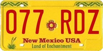 NM license plate 077RDZ
