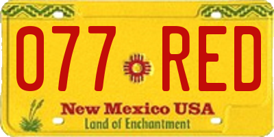 NM license plate 077RED