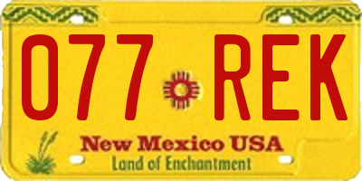 NM license plate 077REK