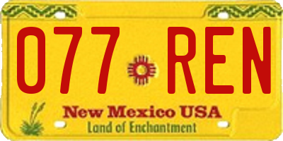 NM license plate 077REN