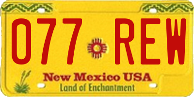 NM license plate 077REW