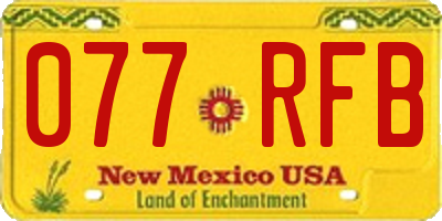 NM license plate 077RFB