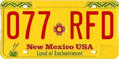NM license plate 077RFD