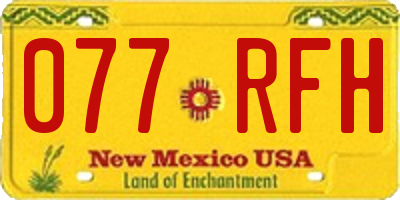 NM license plate 077RFH