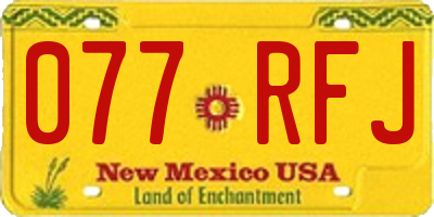 NM license plate 077RFJ