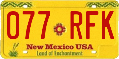 NM license plate 077RFK