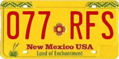 NM license plate 077RFS