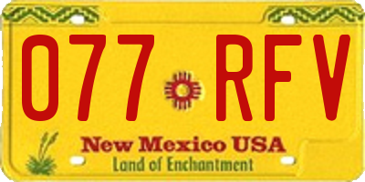 NM license plate 077RFV