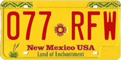 NM license plate 077RFW