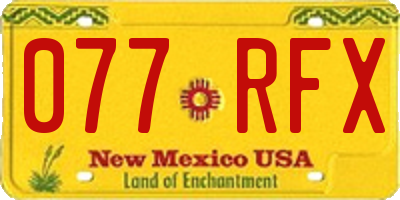 NM license plate 077RFX