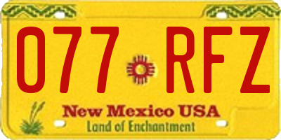 NM license plate 077RFZ