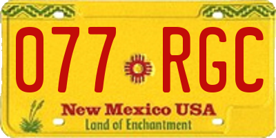 NM license plate 077RGC