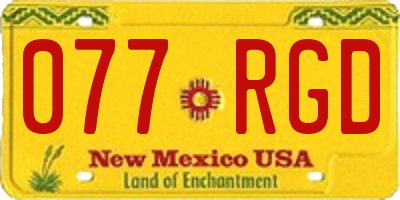 NM license plate 077RGD