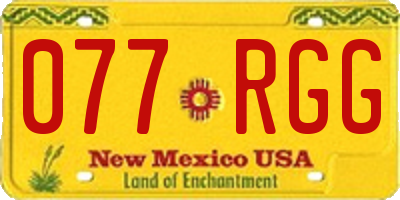 NM license plate 077RGG