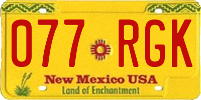 NM license plate 077RGK