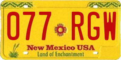 NM license plate 077RGW