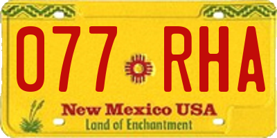 NM license plate 077RHA