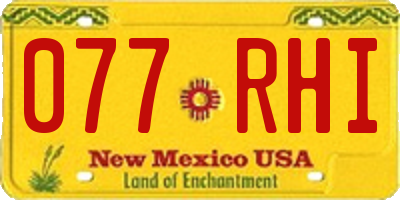 NM license plate 077RHI