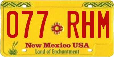 NM license plate 077RHM