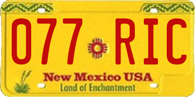 NM license plate 077RIC