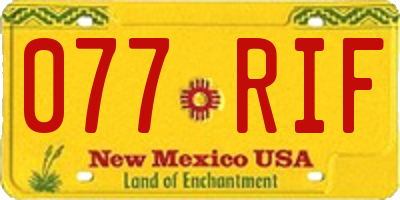 NM license plate 077RIF