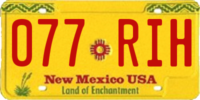 NM license plate 077RIH