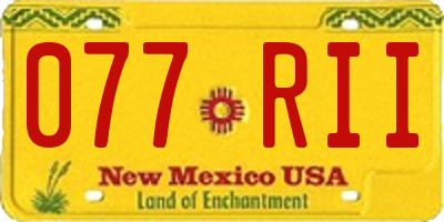 NM license plate 077RII