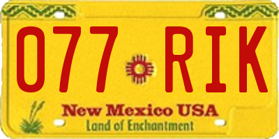 NM license plate 077RIK