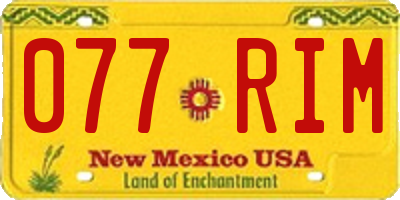 NM license plate 077RIM