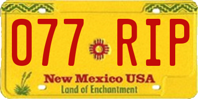 NM license plate 077RIP