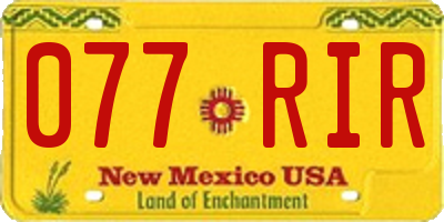 NM license plate 077RIR