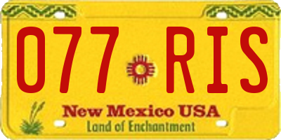 NM license plate 077RIS