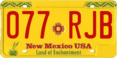NM license plate 077RJB