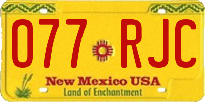 NM license plate 077RJC