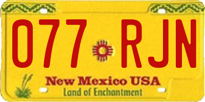 NM license plate 077RJN