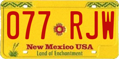 NM license plate 077RJW
