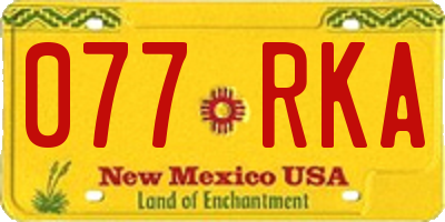 NM license plate 077RKA
