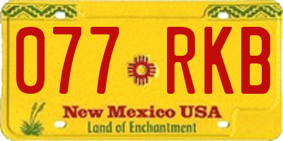 NM license plate 077RKB