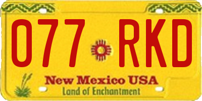 NM license plate 077RKD