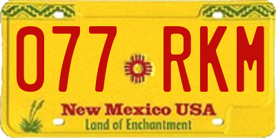 NM license plate 077RKM