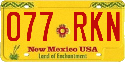 NM license plate 077RKN