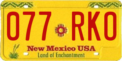 NM license plate 077RKO
