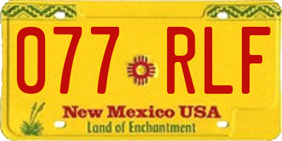 NM license plate 077RLF