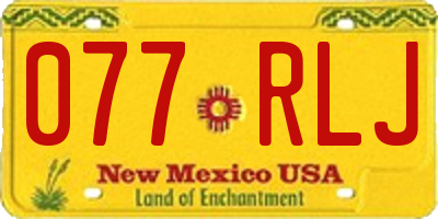 NM license plate 077RLJ